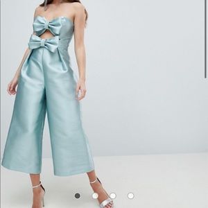 ASOS jumpsuit with bow detail in blue